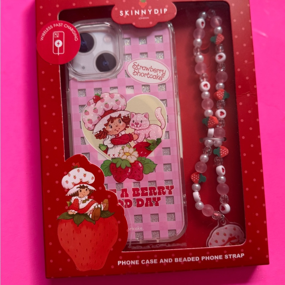 Strawberry Shortcake Phone Case with Beaded Strap
